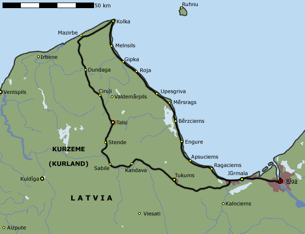 Karta över Kurland